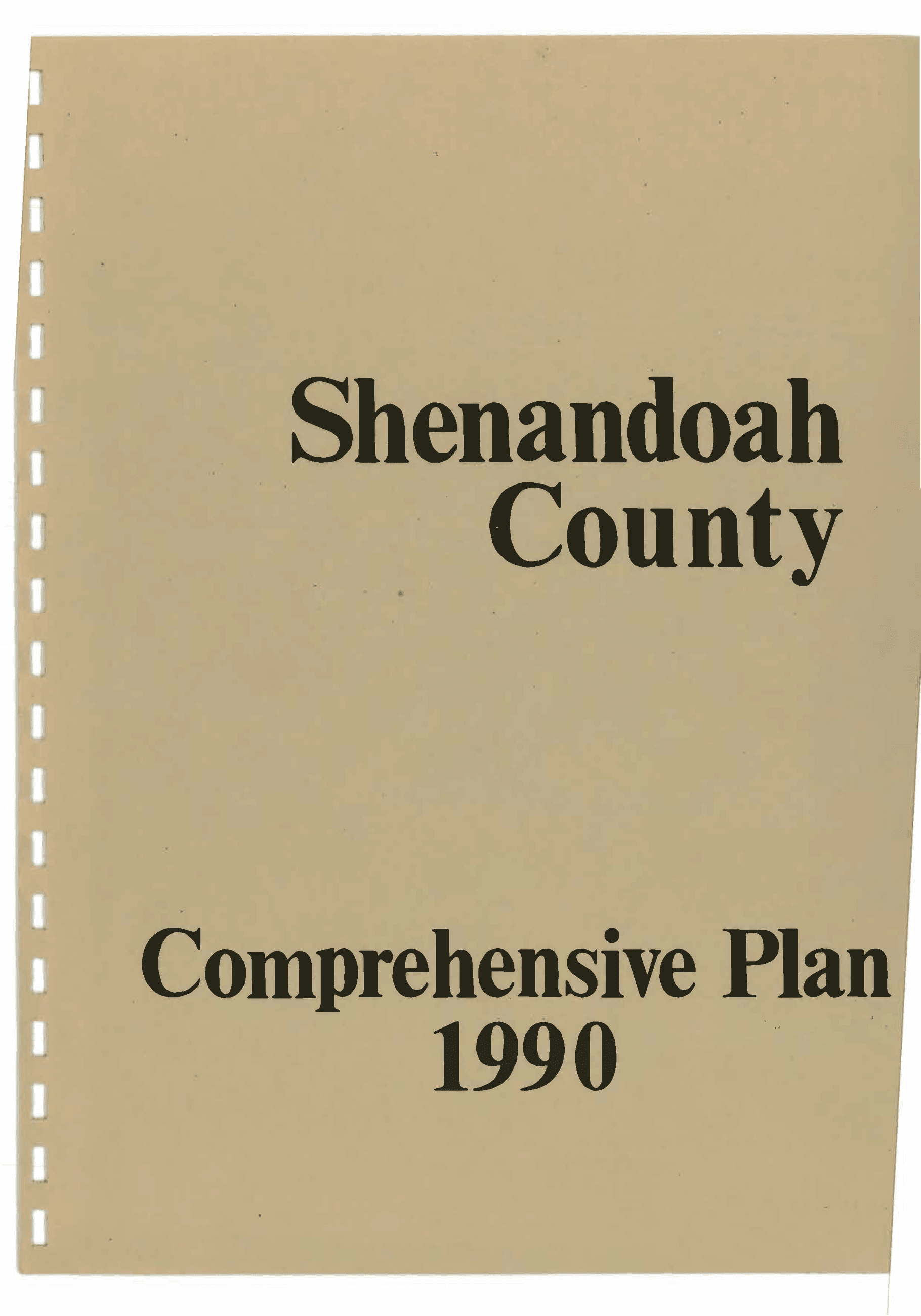 Cover Shenandoah County Comprehensive Plan 1990